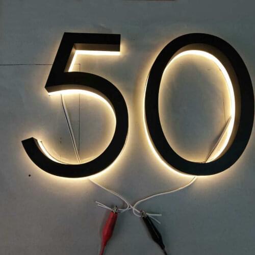 Custom 3d stainless steel backlit led channel house number letter lights