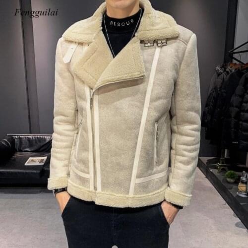 Warm Casual Jacket Men Solid Long Sleeve Faux Coat Thick Slim Fit Windbreaker Trench Coats Streetwear Bomber Homme