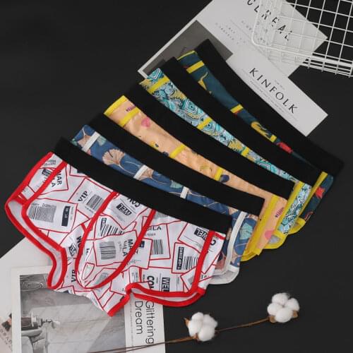 4 New Sexy Men Underwear Boxer Breathable Cotton boxershorts men Male Underpants cueca Gay penis pouch Panties Mens Trunks 1911