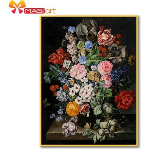 Cross stitch kits Embroidery needlework sets 11CT water soluble canvas patterns 14CT A hundred flowers bloom -NCMF314