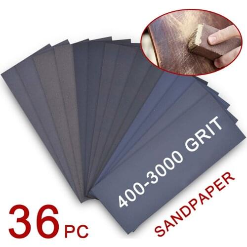 36pcs наждак carborundum Sandpaper 400 - 3000 Grit Wet & Dry for Automotive Sanding Wood Furniture Finishing Metal Work