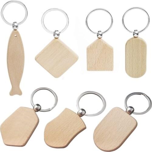 5PCS/lot Blank Wooden Keychain Labels DIY Handmade Painting Accessories Supplies