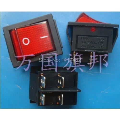 50pcs 16A 250VAC 32*25mm 4P rockey switch ship switch wiht on light Cheap and Hight-quality
