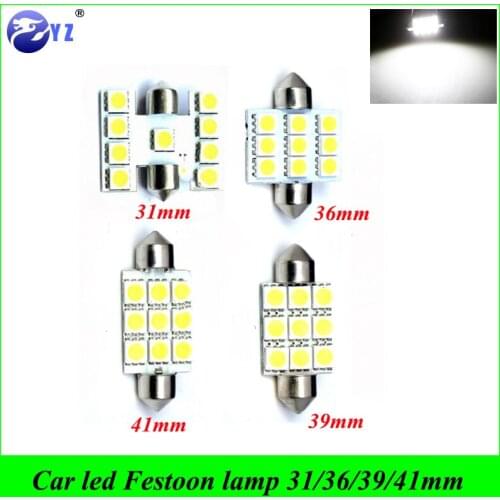 50 Pcs Car Festoon 6SMD 5050 led festoon 31mm 36mm 39mm 42mm LED Festoon light Interior Dome Light Lamp Bulb For Car White 12V