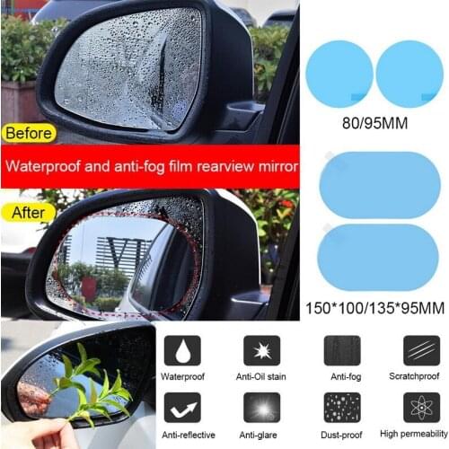 Car Rainproof Film Anti Fog Sticker for Car Rearview Mirror Waterproof Clear Film Anti-glare Safe Driving in Rainy Days 2Pcs/set