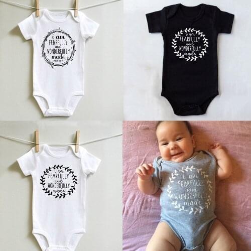 I'm Fearfully and Wonderfully Made Newborn Infant Baby Boy Girls Bodysuit Clothes Fashion Unisex Baby Jumpsuit 0-24M Drop Ship