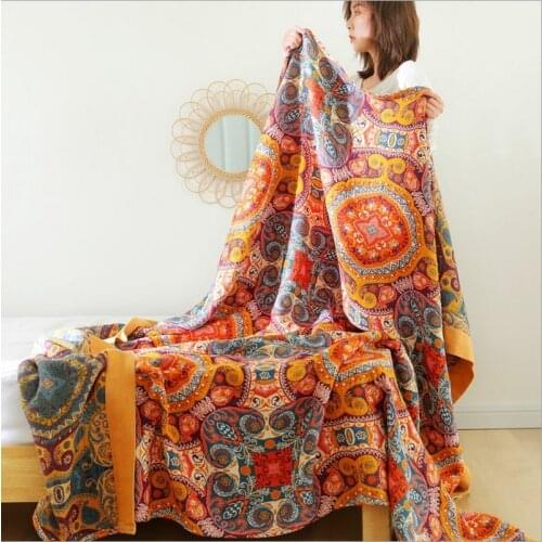 Bohemian Cotton Gauze Quilt Bedspread for Bed Breathable Summer Bed Linen Soft Throw Blanket Yarn Home Blanket Travel