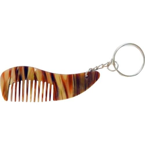 Creative Acetate Mini Hair Comb Portable Keychain Lovely Leopard Print Hairbrush Hairdressing Tools Travel Keyring for Women Gir