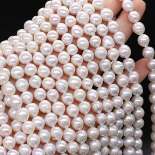 Natural Freshwater White Pearl Beads Round Baroque 8-9mm Pearls For Jewelry Making DIY Bracelet Necklace 14'' Strand Wholesale