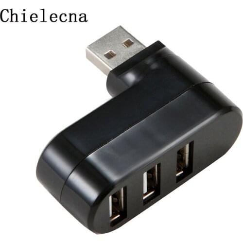 Chielecna Rotatable High Speed 3 Ports USB HUB 2.0 USB Splitter Adapter for Notebook/Tablet Computer PC Peripherals