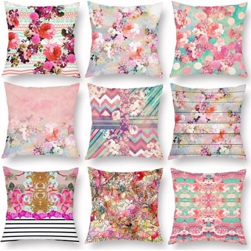 Floral Cushion Cover Home Decorative Pillows for Sofa Throw Housewares Personalized Gift Living Room Nordic Country House 45*45