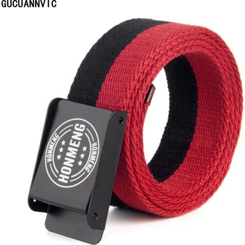 Double-sided stitching leisure wild canvas belts men High-quality brand waist belt youth leisure belt Hit color stripes Fashion