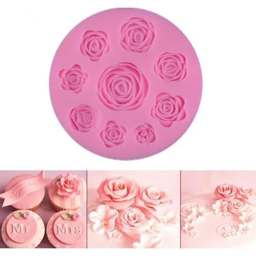 9/7/1 Holes Rose Silicone Mold Soap Chocolate Pastry Baking Molds Cake Decorating Tools Kitchen Supplies Mold for Baking