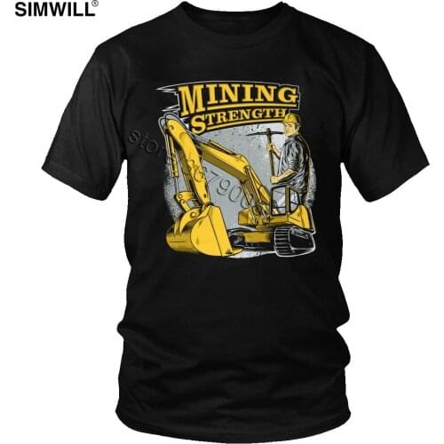 Fashion Latest T Shirts Mens Cotton Mining Strength Excavator T-Shirt Short Sleeve Heavy Equipment Operator Print Tees Clothes