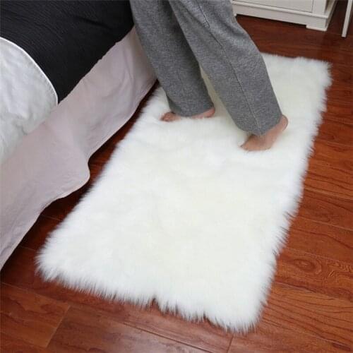 1Pcs New Home Decoration Long Faux Fur Artificial Skin Rectangle Fluffy Chair Seat Sofa Cover Carpet Mat Area Rug Living Bedroom