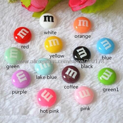 Kawaii resin M bean candy miniature cabochon flat back Decoden DIY 14mm
