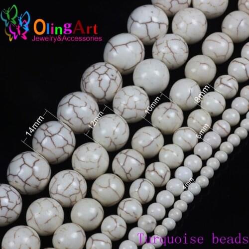 OlingArt 4,6,8,10,12mm White Loose Stone Beads Round-brilliant Accessories earrings Bracelet necklace diy jewelry making