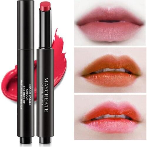 MayCreate Sexy Red Orange Matte Lipstick Velvet Lip Stick Long Lasting Waterproof Press Nude Lipstick Pencil Makeup Lips Batom