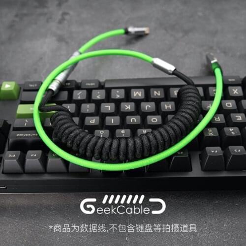 GeekCable Handmade Customized Mechanical Keyboard Data Cable For GMK Theme SP Keycap Line Green Screen Colorway