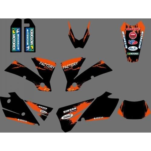 New style 0429 Black TEAM GRAPHICS & BACKGROUNDS DECALS FOR EXC 125/200/250/300/400/450/525 2004