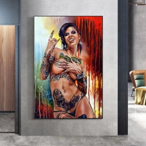 Nude Art Sexy Tattoos Girl Portrait Canvas Painting Giraffe Art Posters and Prints Wall Art Pictures for Living Home Room Decor