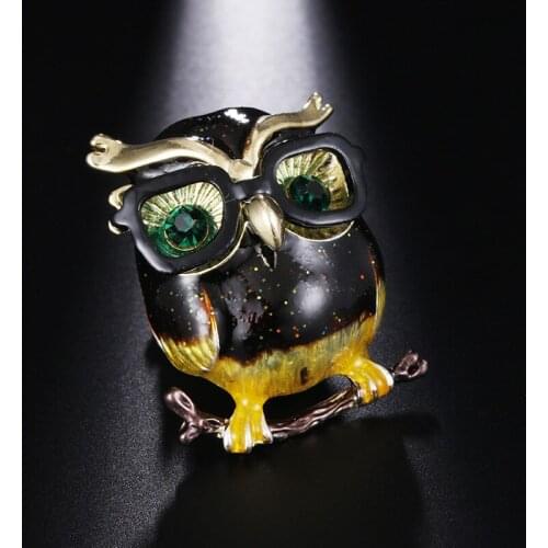 Glasses Owl Brooches For Women And Men Metal Bird Animal Enamel Brooch Pins Christmas Gifts
