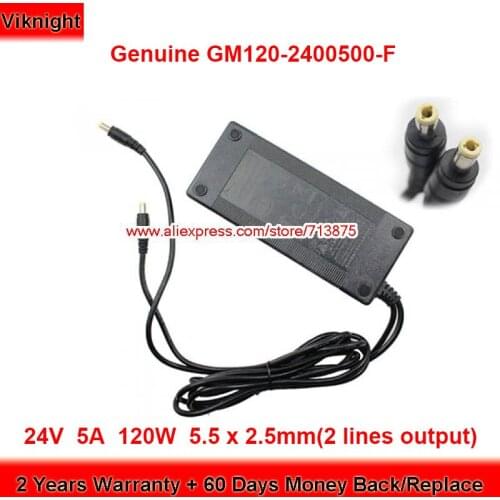Genuine GM120-2400500-F 120W Charger 24V 5A Power Supply With 2 Line Output