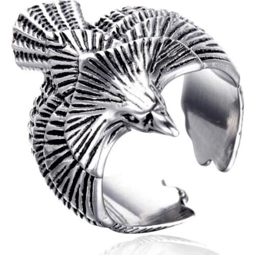 Personality Silver Plated Eagle Ring for Men Women Punk Style Animal Ring Domineering Boss Ring Vintage Jewelry