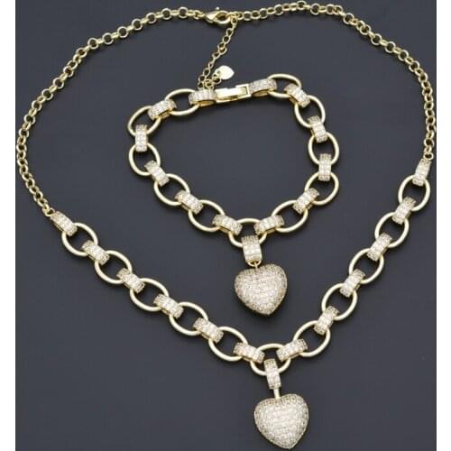925 Sterling Silver White Zircon Heart-Shaped Necklace Bracelet Set Fashionable PROM Jewelry Ladies Jewelry