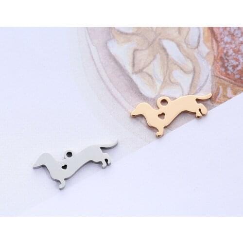 Stainless Steel Pet Dog Pendant Delicate Gold Color Charms 9*20mm Simple Elegant Women Jewelry Accessories