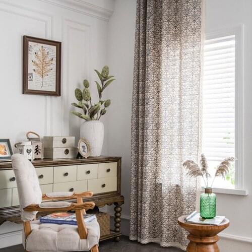 Chinese Style Simple Blue And White Porcelain Printing Bay Window Curtain Study Bedroom Semi-Shading Bathroom Partition Curtain