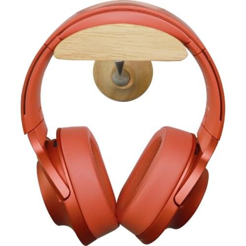 Punch-free headphone bracket hanger solid wood stainless steel metal student dormitory desktop wall storage headset storage rack