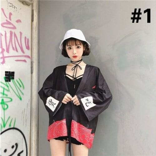 Japanese Kimono Traditional Yukata Mens Cardigan Protective Sun Women Short Jacket Outwear Casual Anime Print Shirt Wear 810-277