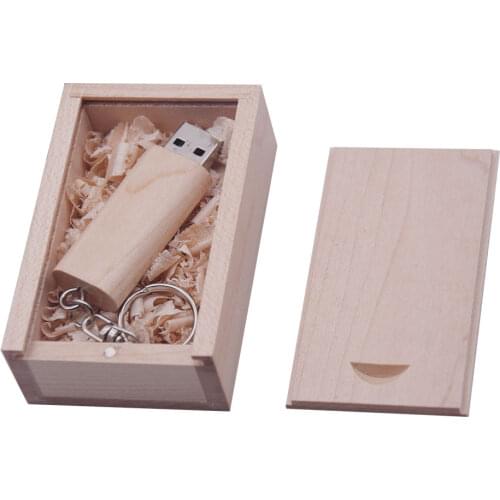 Creativity Maple wood usb + box LOGO print usb 32GB 64GB flash drive pen drive 4GB 8GB 16GB usb 2.0 pen drive custom logo