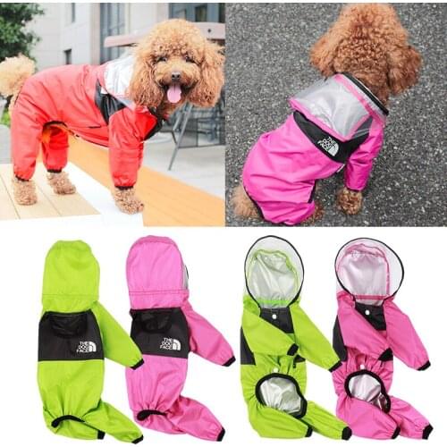 Universal Pet Raincoat Waterproof Dog Hoodie Jacket Four Seasons PU Hooded Rain Clothes Pet Clothing Supplies Rain Coats