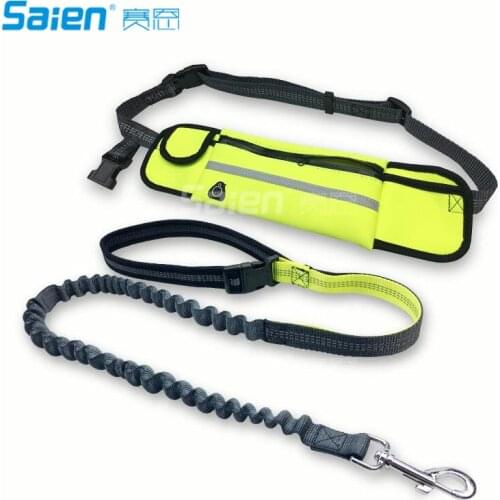 Hand Free Dog Leash, Retractable Dog Leash Set With Waist Belt Smartphone Pouch Reflective Stitching Bungees Rope