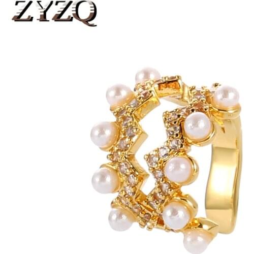 ZYZQ French Multi-layer Imitation Pearl Clip Earrings For Woman Romantic Wave No Pierced Ear Clip Exquisite Valentines Day Gift