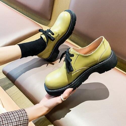 Oxford shoes female punk shoes thick bottom biker shoes big head Japanese college wind in with thick single shoes