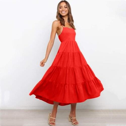 Summer Spaghetti Strips Backless Hollow Out Dress Sexy Sling Halter Lace-Up Big Swing Dress Womans Plaid 2021 New Dresses Robes