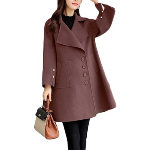 Plus size Women Woolen coat Autumn Winter New Jacket coat Korean Loose Long Wool coats Womens High quality Casual Overcome F13
