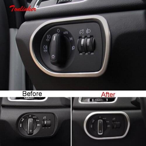 Tonlinker Headlight Adjustment buttons Cover case Stickers for AUDI Q3 2013-18 Car styling 1 PCS Stainless steel Cover stickers