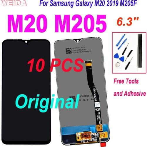 10 PCS Original 6.3'' For Samsung Galaxy M20 2019 M205F LCD Display Touch Screen Digitizer Assembly Replacement for M20 LCD