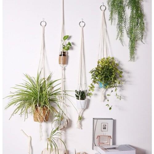 100% Handmade Macrame Plant Hanging Baskets Flowerpot Plant Holder Pot Jute Rope Braided Craft Vintage Wall Decoration