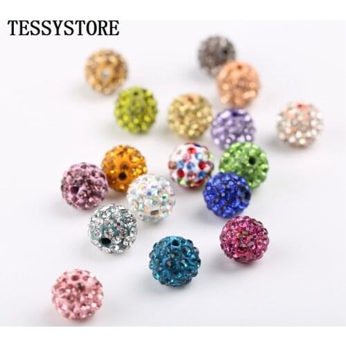 20pcs 10mm Gem Inlaid Colored Stone Beads Soft Clay Round Shape Beads For Jewelry Making Bracelet Handmade DIY Accessories