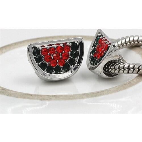 2018 DIY Jewelry watermelon Shape fit pan Charm Bracelet for Women Full Rhineston Charm Beads Women Bracelet & bangle