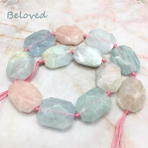 23x30mm Faceted Rectangle Morganite Slice Beads,Pink Beryls Gems Slab Pendant Beads For Jewelry Making, BG18301