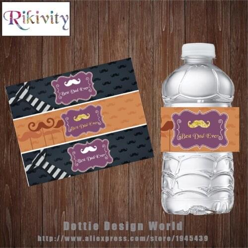 20 Mustache Tie Water Bottle Wine Champagne Labels Candy Bar Wrapper Stickers Baby Shower Birthday Party Christmas Decorations