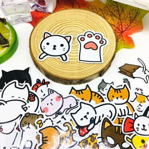 40 PCS Cartoon Stay cute cat Sticker Anime Icon Stickers Gifts for Children to Laptop Suitcase Guitar Fridge Bicycle Car toy