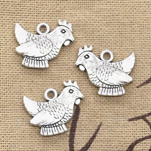 8pcs Charms Cock Chicken 19x14mm Antique Pendant Fit Vintage Tibetan Silver Color DIY Handmade Jewelry