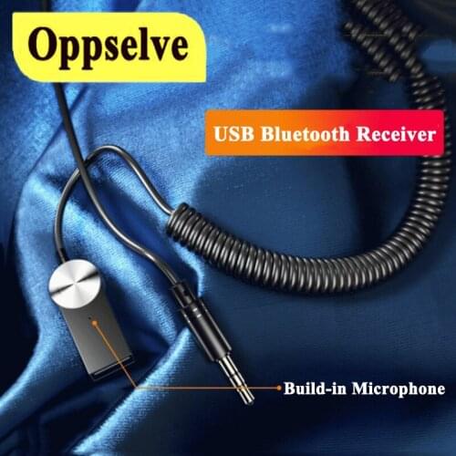 USB Bluetooth адаптер 5.0 Receiver 3.5mm AUX Dongle Cable Car Kit Adapter Build- in Microphone for Car Radio TV Laptop Speaker